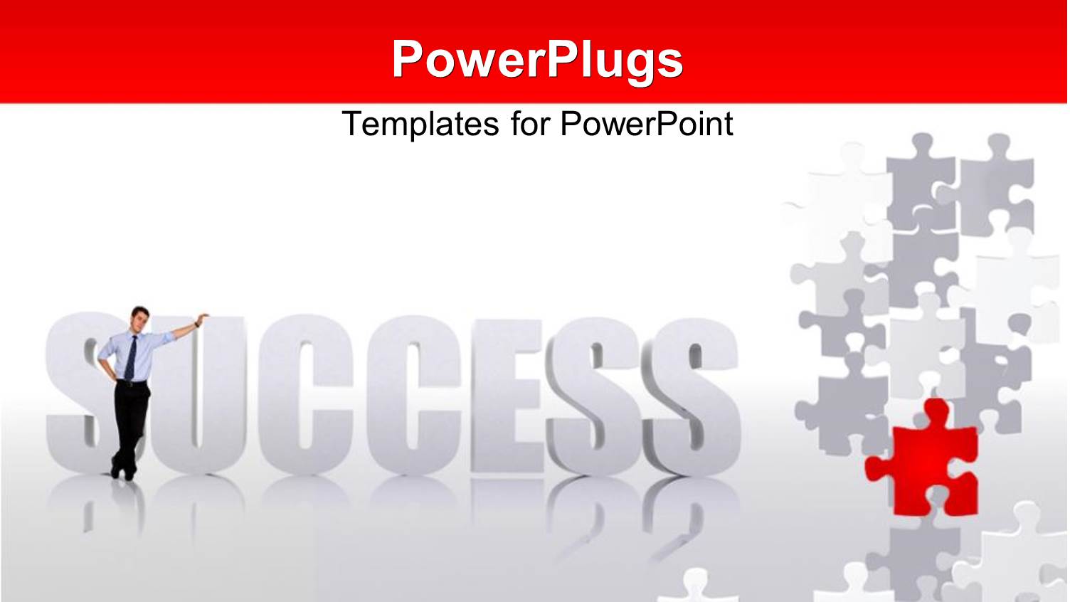 a Person with the Word Success and Puzzle Pieces in Background