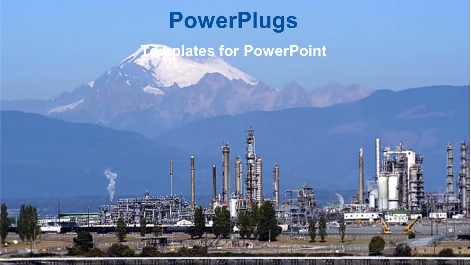 Petrochemical Industry, Petrochemical Industrial Plant with Snowy Tip Mountains in the Background