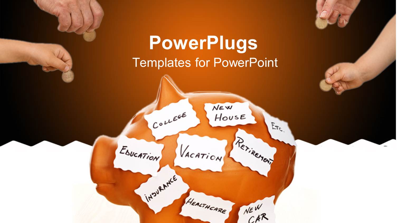 a Piggy Bank with a Number of People Putting Coins in it