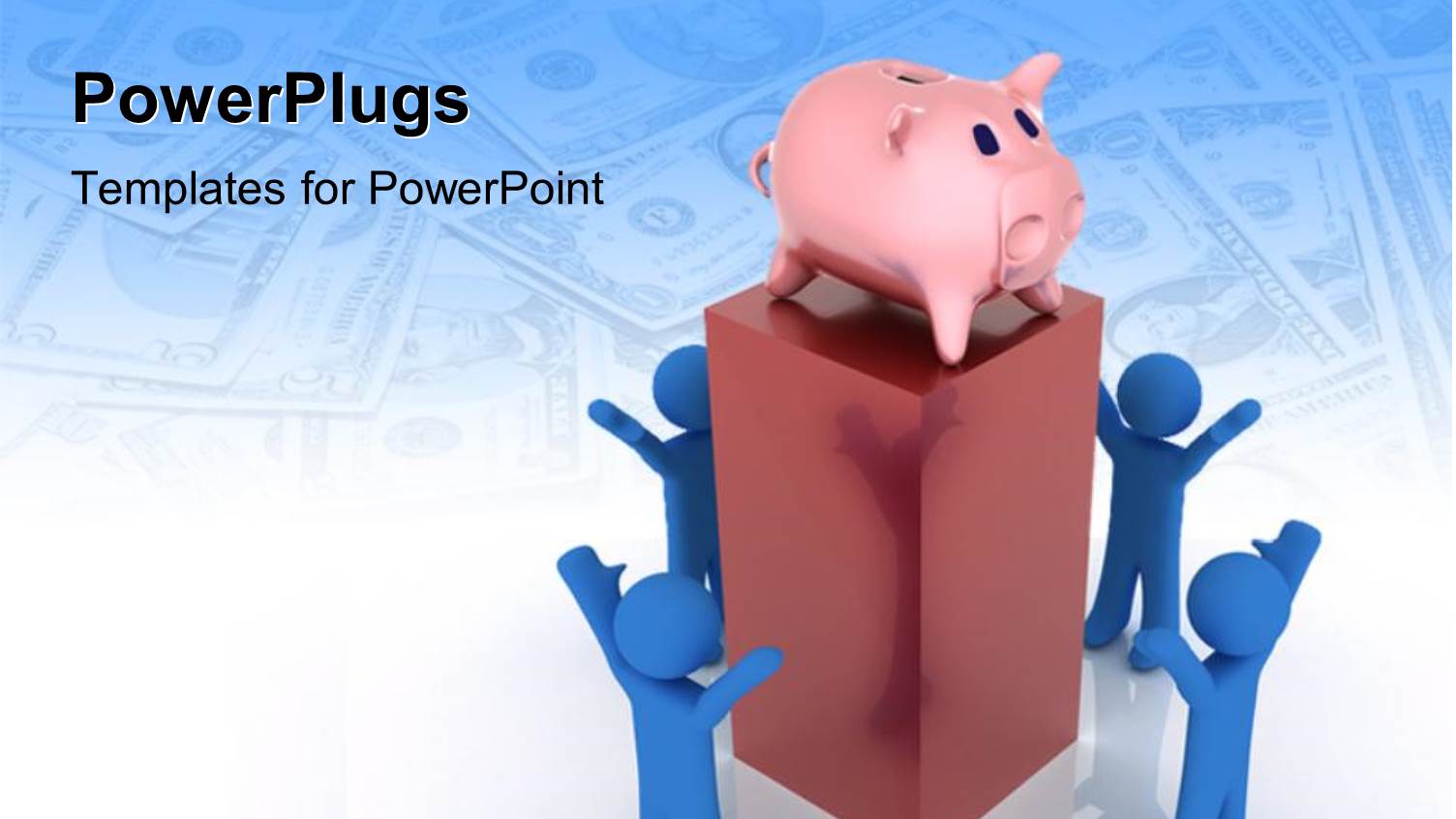 Piggy Bank Placed on Pillar with People Standing Below and American Currency