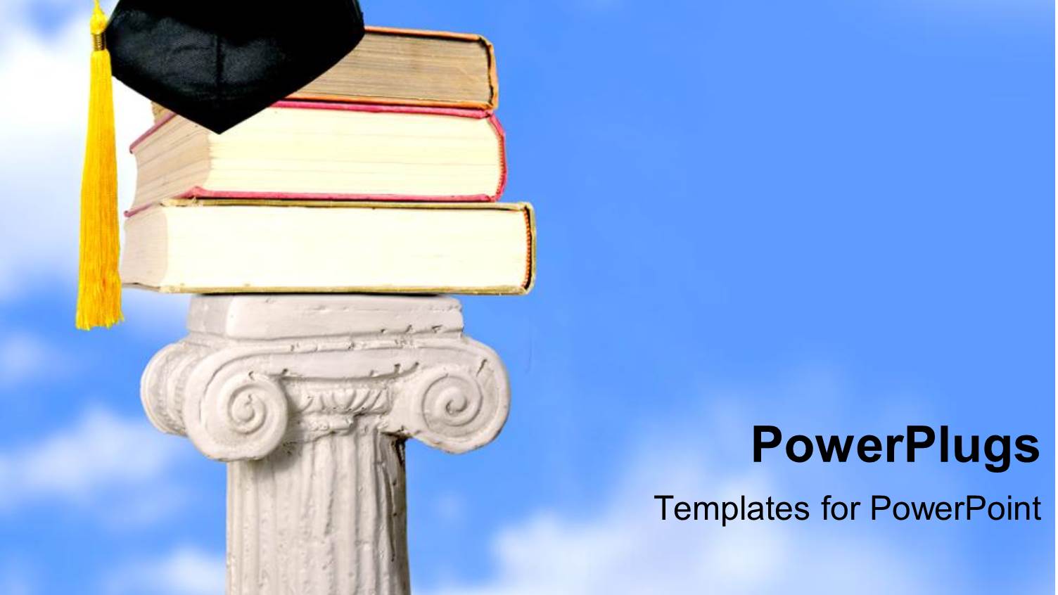 Pile of Books Wearing Graduation Cap Over White Sculpture 