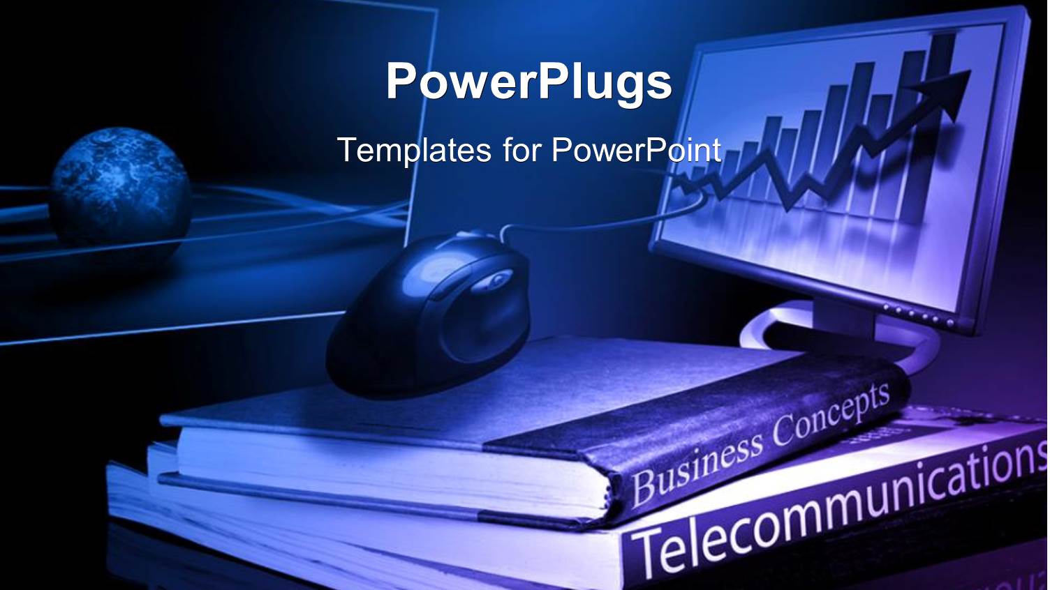 Pile of Business and Telecommunication Books with Computer Monitor