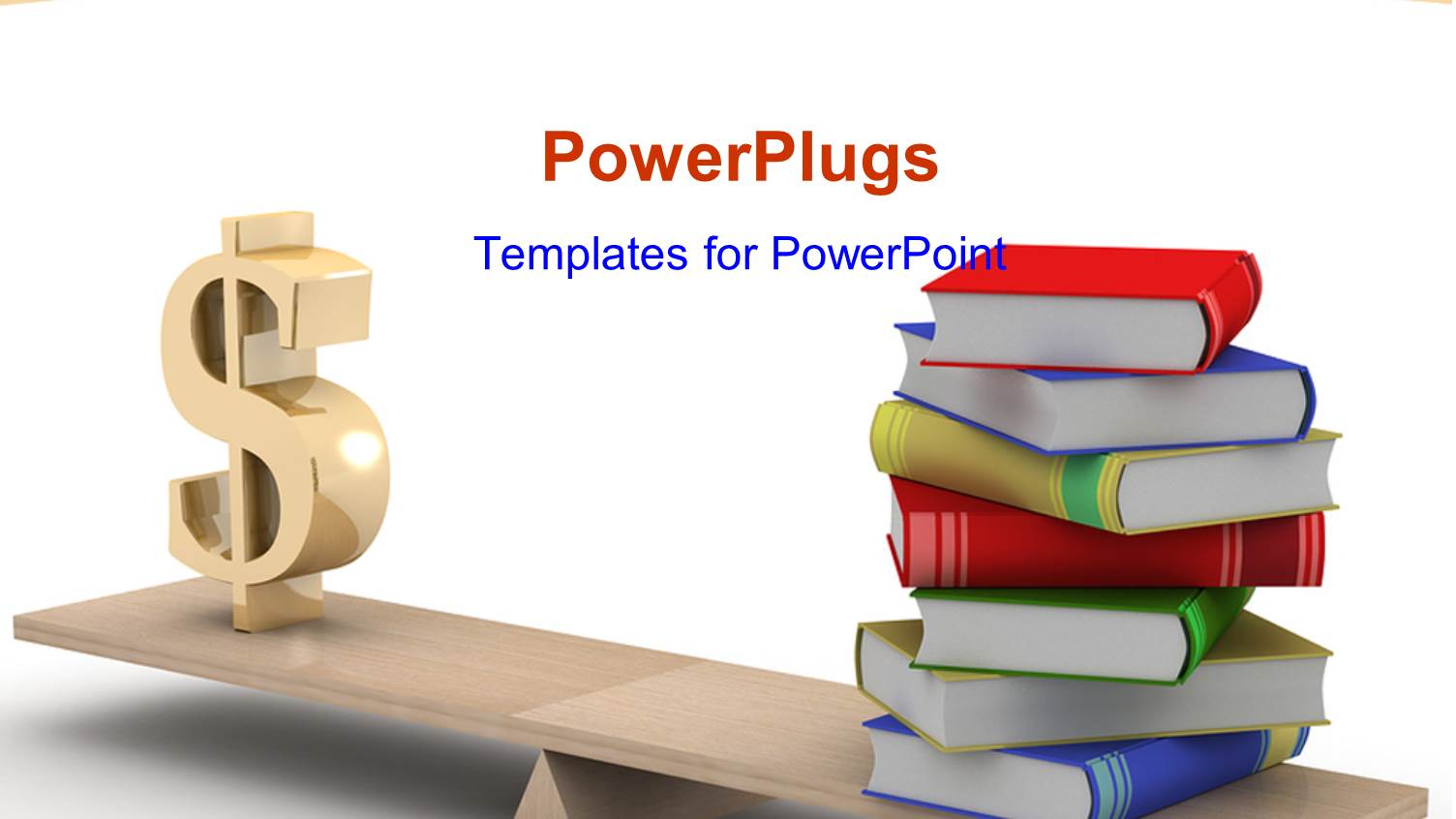 Pile of Colored Books Weighed Against large Dollar Sign in Balance