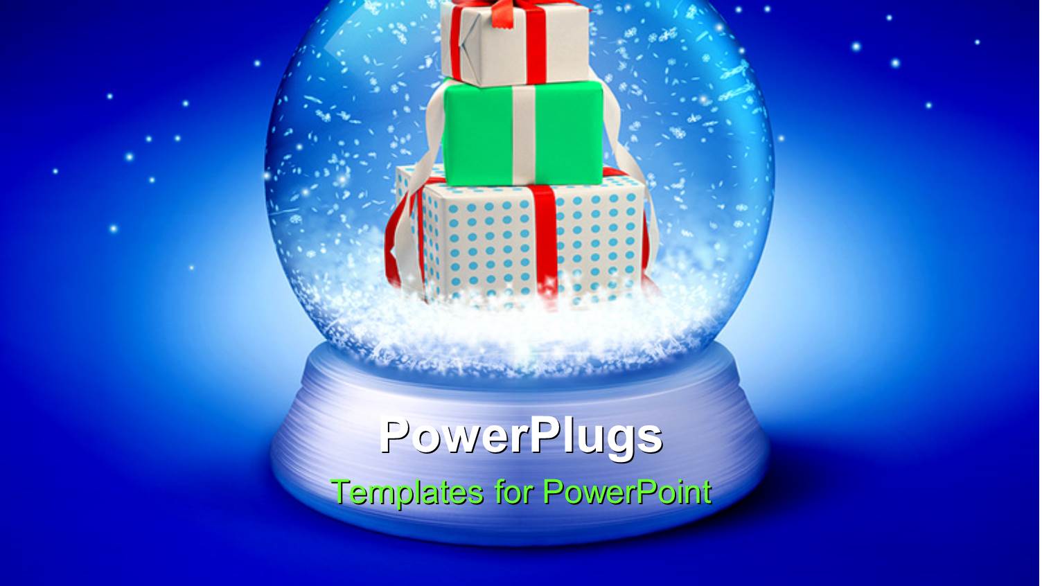 Pile of Gift Boxes in Transparent Sphere Over Blue Background 