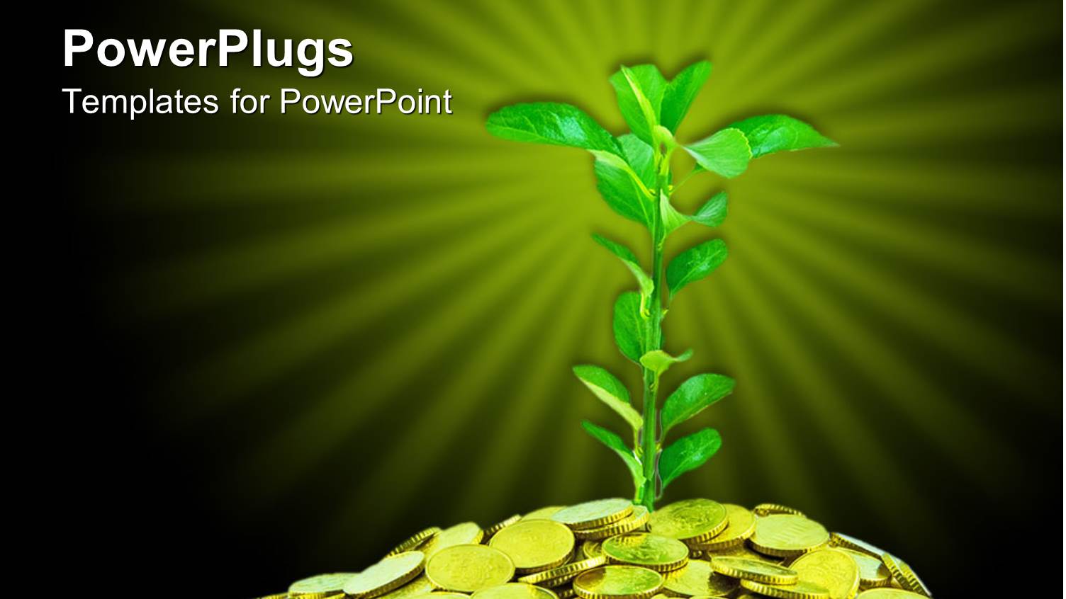 Pile of Golden Coins with a Plant Sprout Growing from it