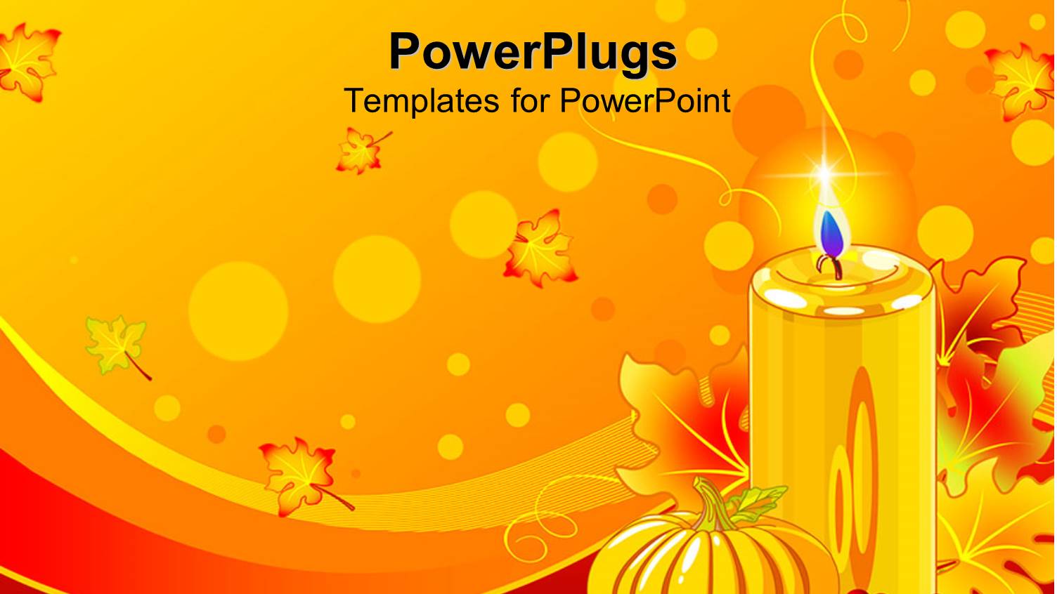 Pillar Candle, small Pumpkin, Autumn Leaves all in Gold and Red