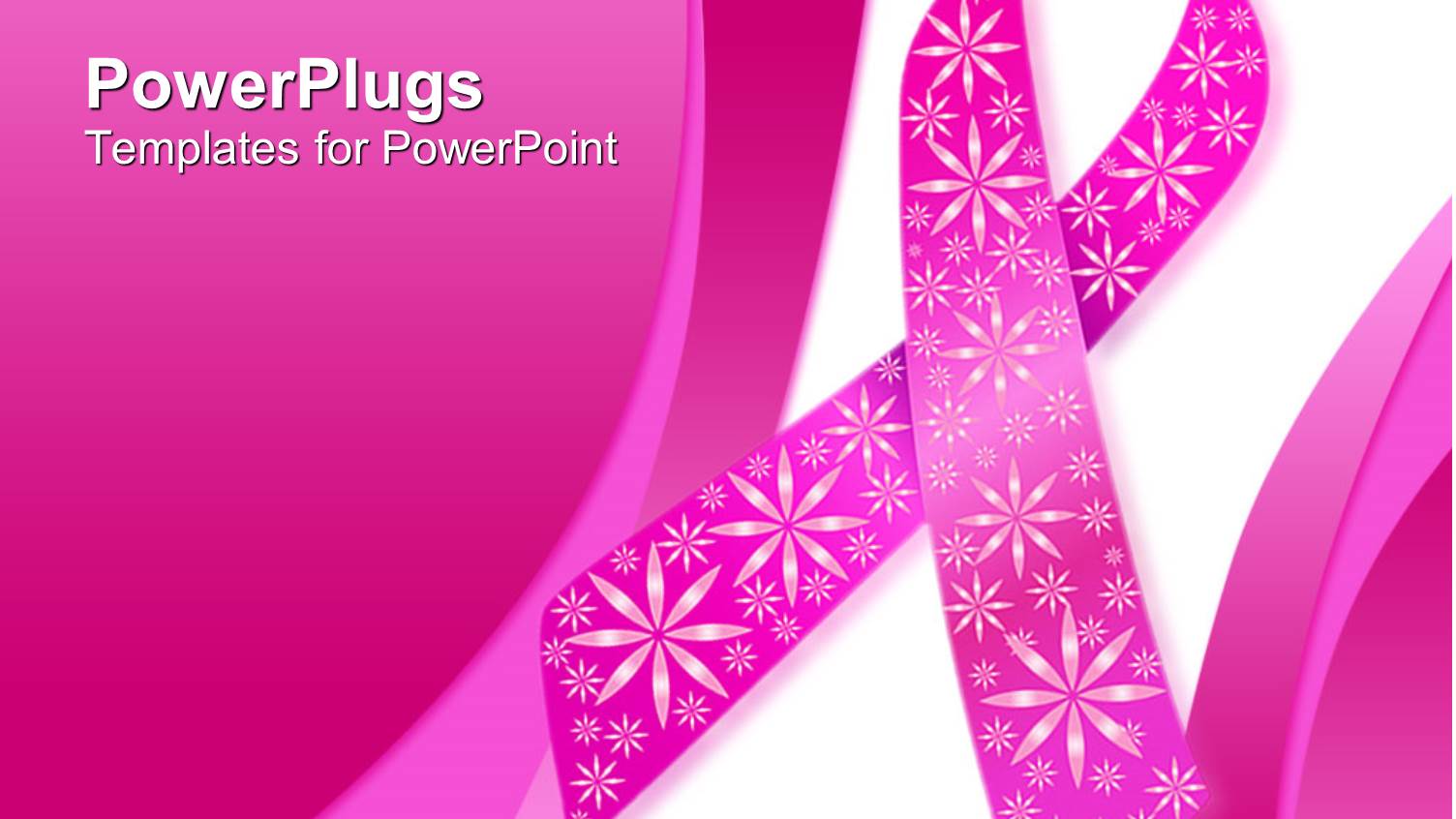 Pink Breast Cancer Ribbon with Sparkly Flowers on a Pink and White Background