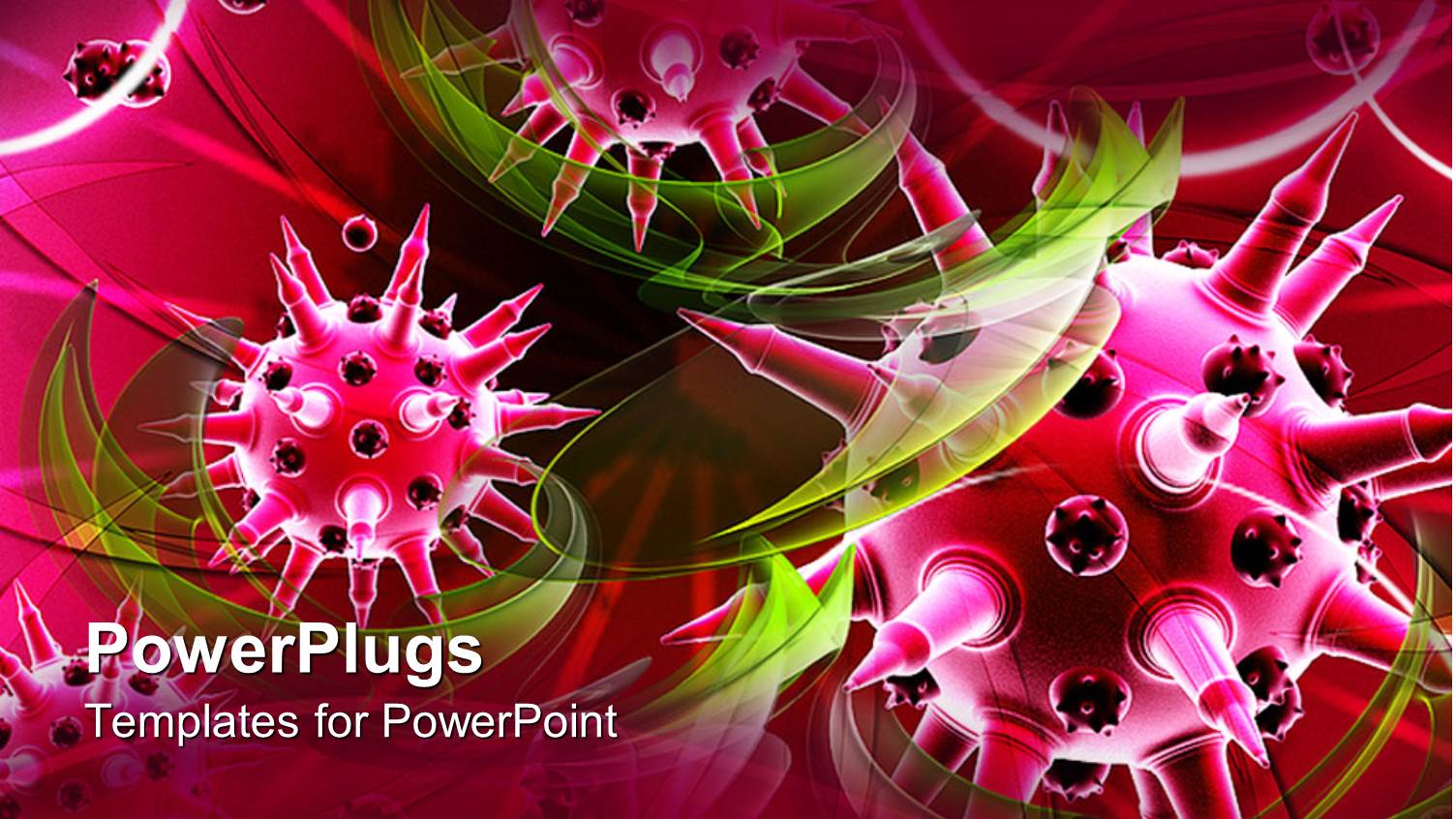 Pink Color Shaped Viruses with Tint of Green