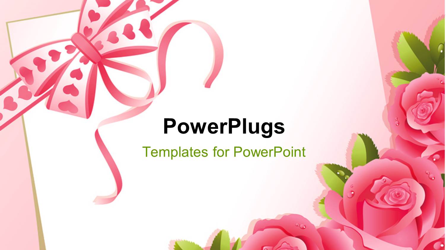 Pink Ribbon with Hearts Tied in Bow and Roses