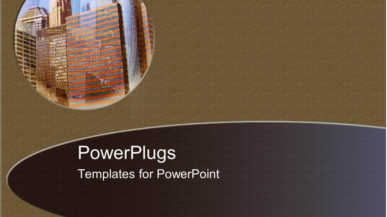 a Plain Brown Background with Tall Sky Scrapers in a Circle