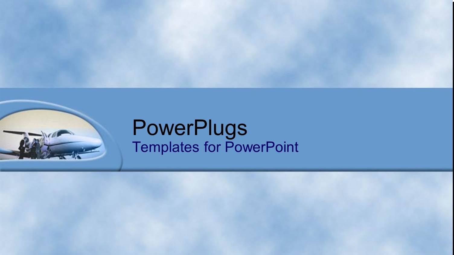 Plain Cloudy Blue Background with People Boarding an Airplane