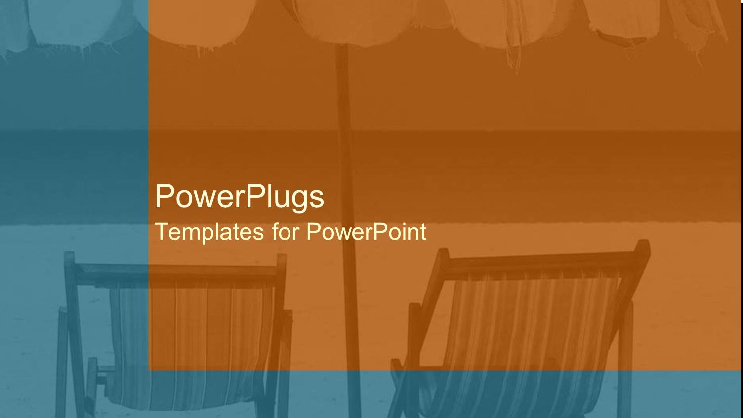 a Plain Oranfe and Blue Background Tile with Beach Chairs and Umbrella