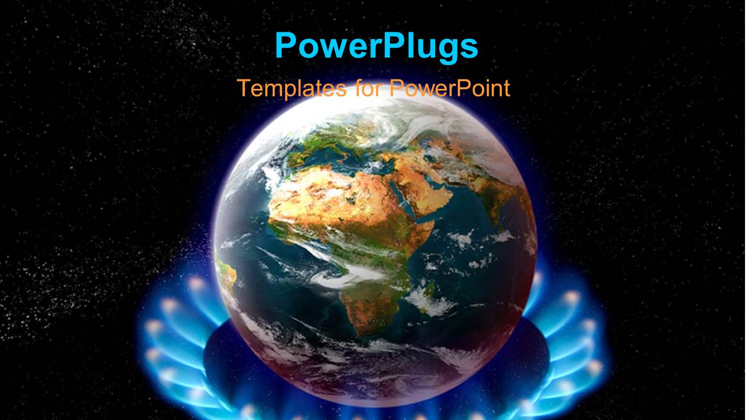 Planet Earth on Top of Flaming Burner on Black Background Depicting Global Warming Concept