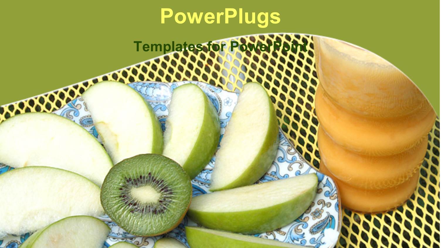 a Plate with Lots of Sliced Apples and a Kiwi