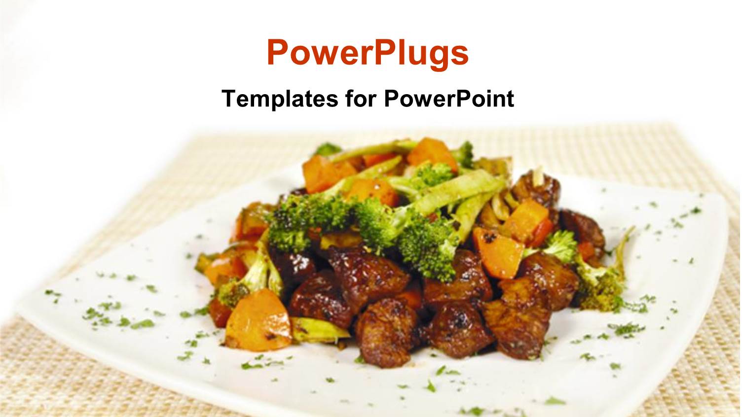 Plate of Meat and Steamed Vegetables on Square White Plate