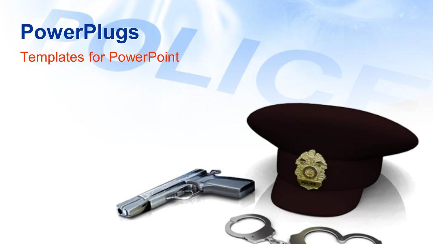 Police Hat Gun and Handcuffs with Depiction