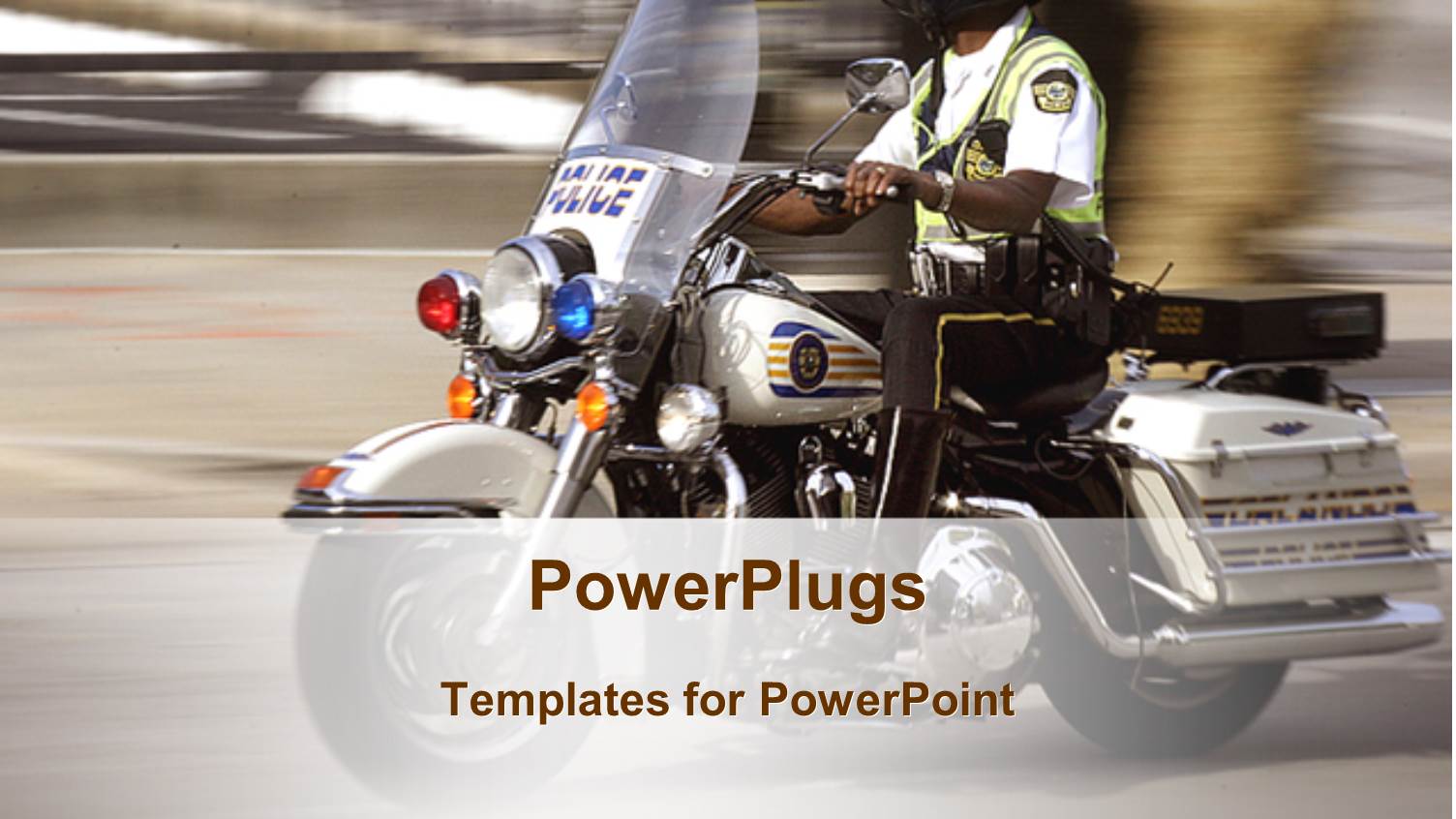 Police Patrol Man on a Motor Bike on a Blurry Background