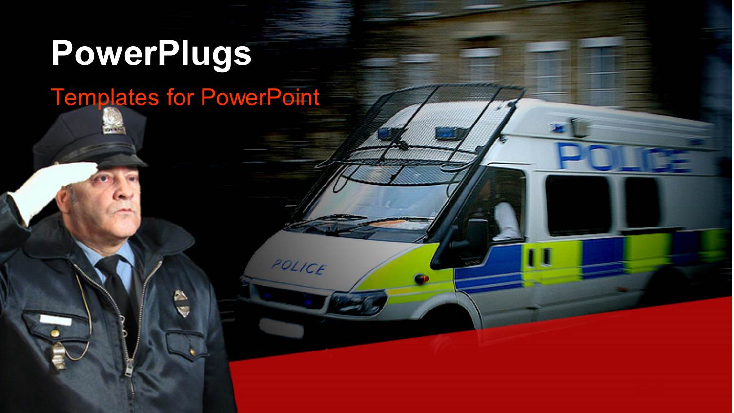 Policeman Saluting with Van Panned in the Background