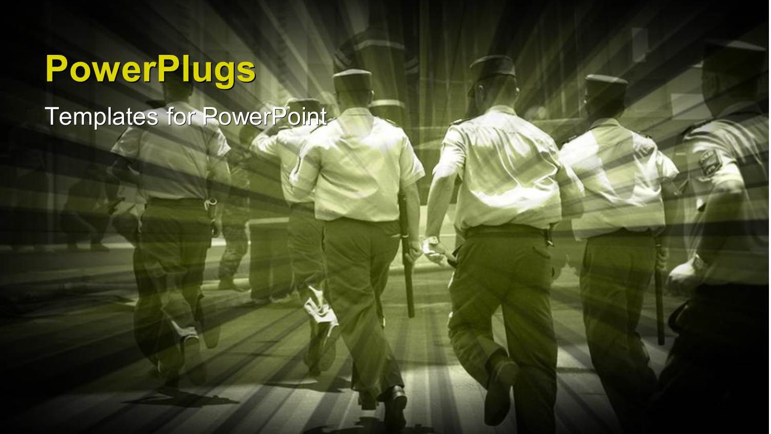 Policemen with the Batons with Buildings