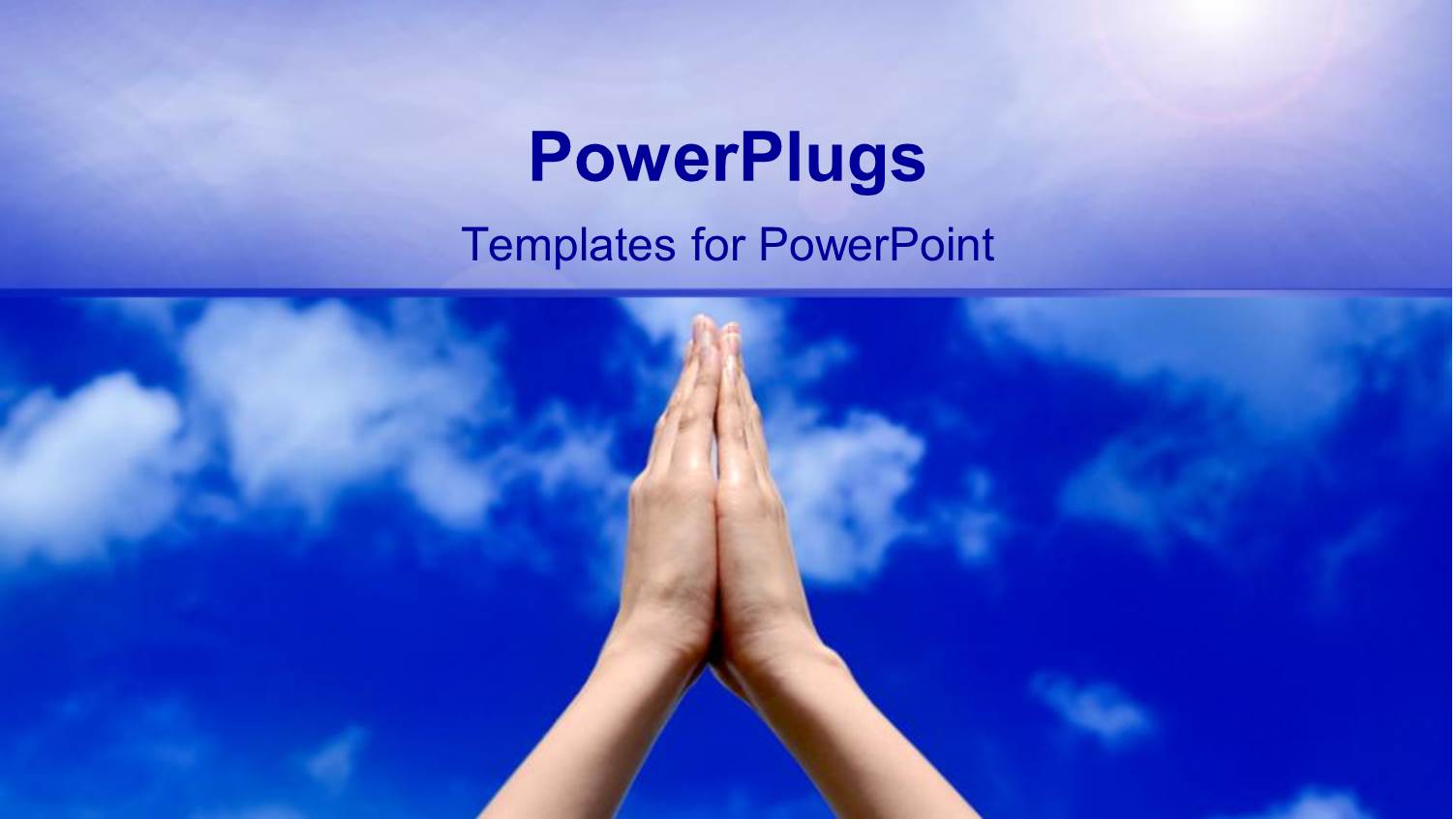 Prayer Concept with Praying Hands and Blue Sky, Spirituality, Religion, Faith