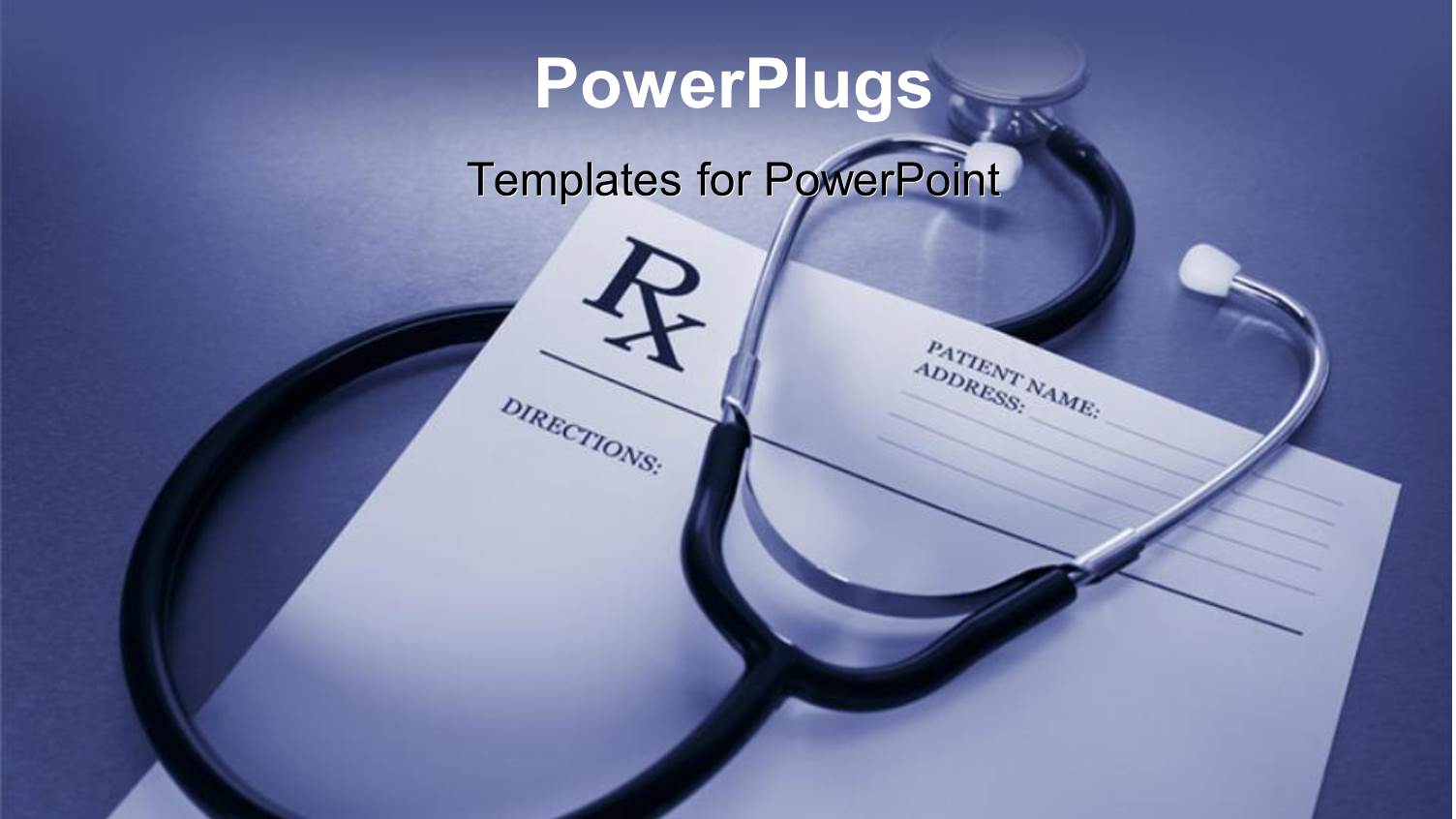 Prescription Form and Stethoscope on Stainless Steel Desk with Blue Color