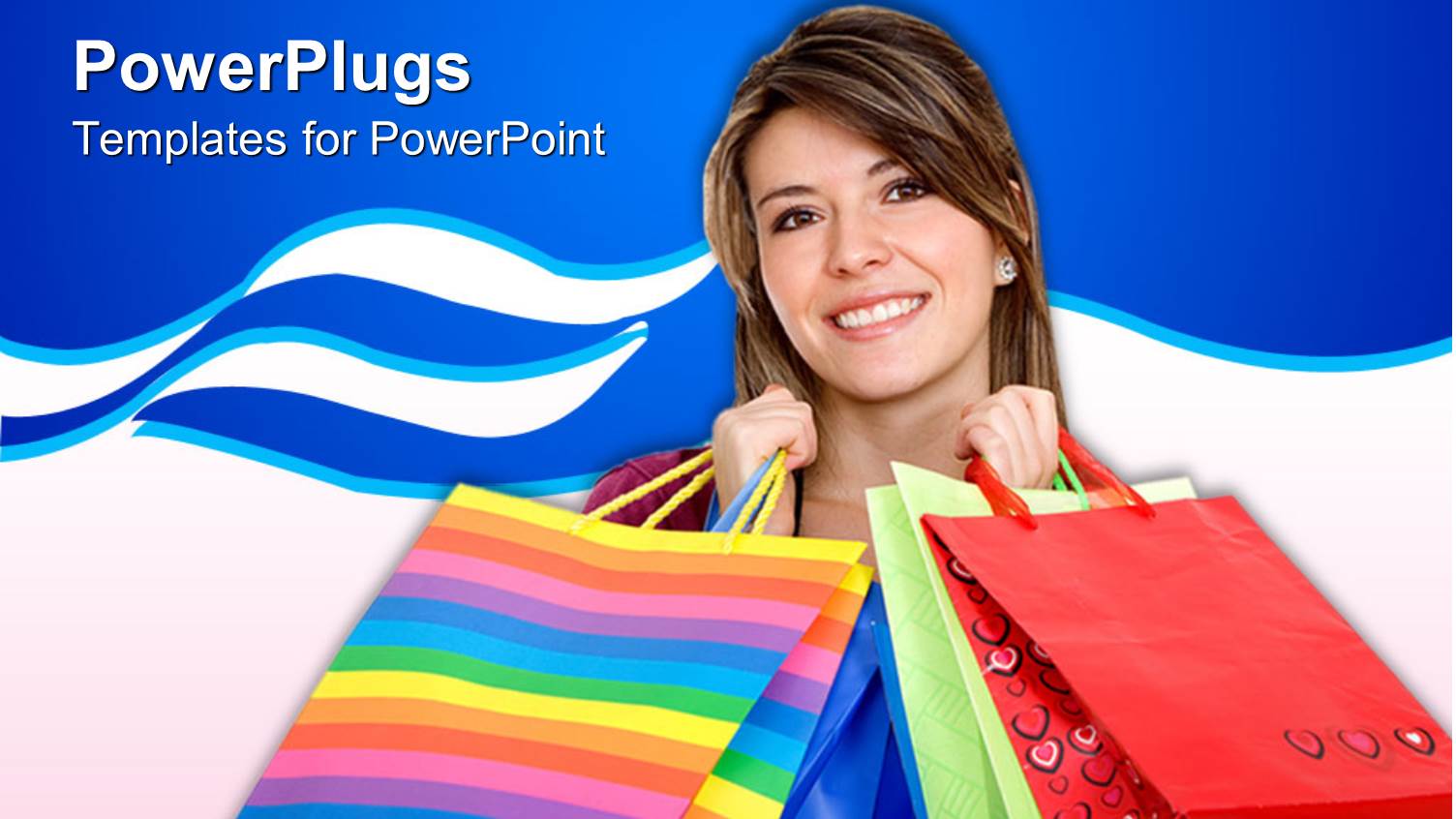 Pretty Adult Smiling Female Holding Multi Color Shopping Bags