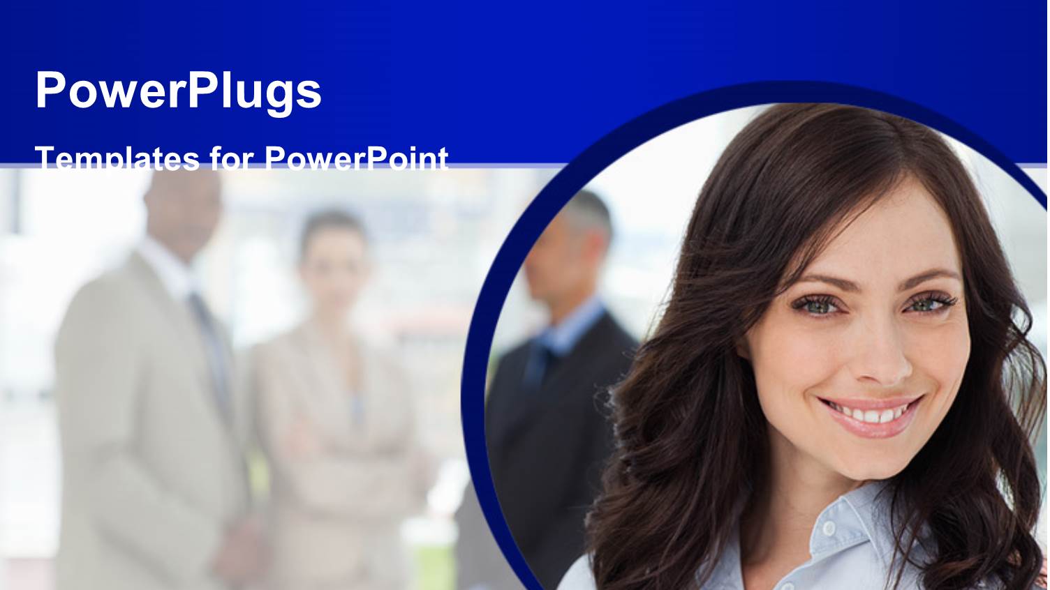 a Pretty Business Lady Smiling with Three Business Men