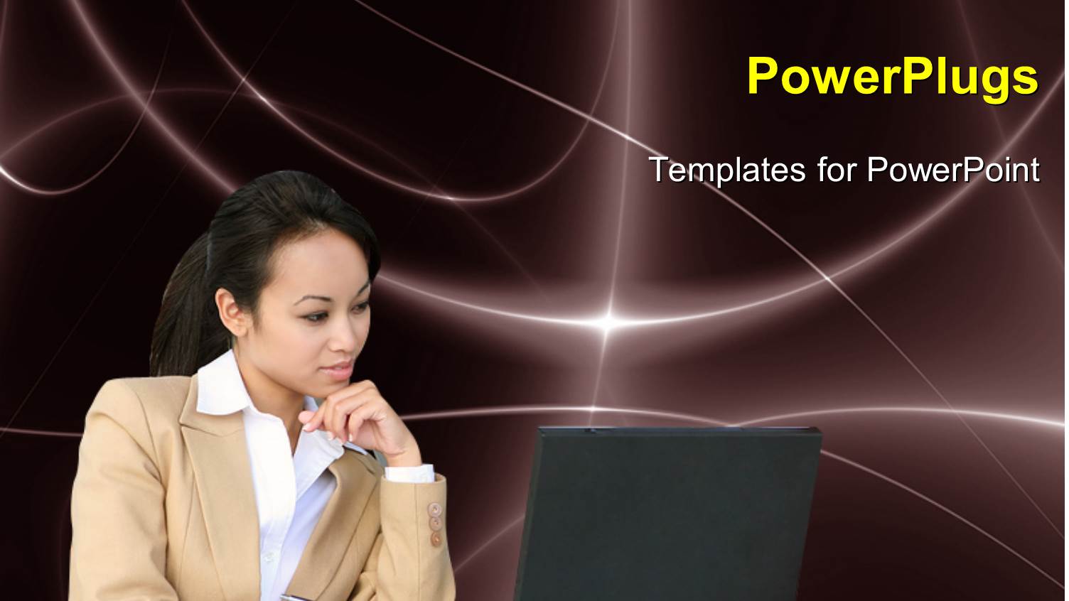 a Pretty Business Lady Wporking on some Papers and Starring at a Laptop Screen