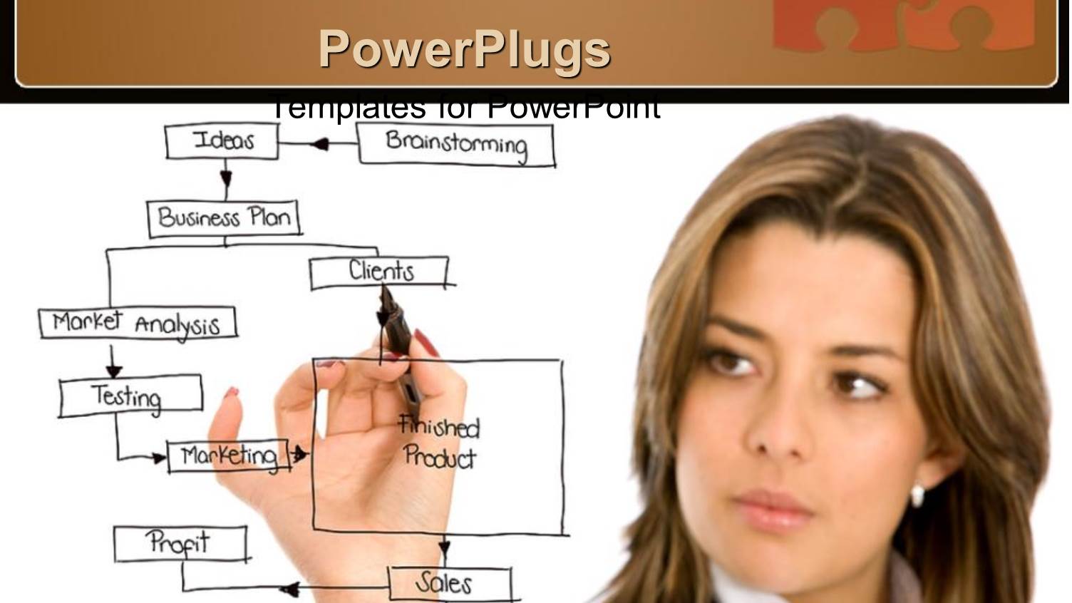 a Pretty Business Woman Drawing a Business Chart on a Glass Board