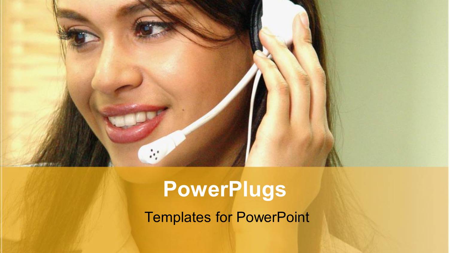 Pretty Customer Service Lady Wearing a White Headset and Smiling