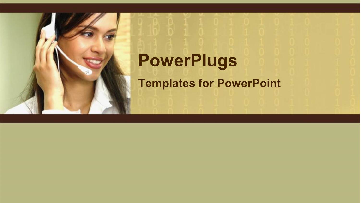 Pretty Female Customer Service Representative Smiling on a Brown Background