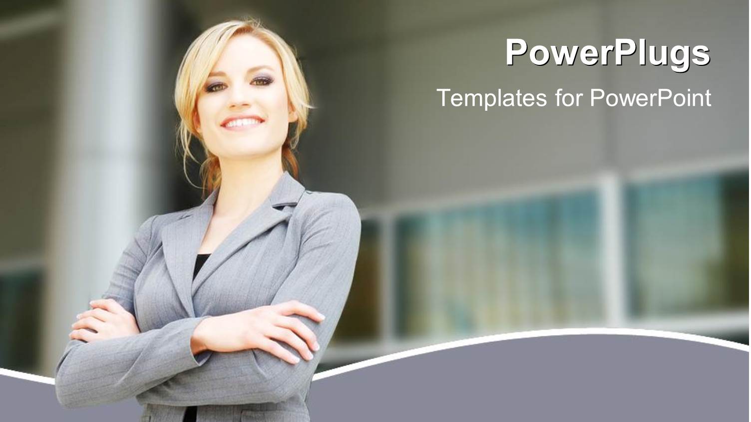 Pretty Lady in Ash Colored Suite Smiling and Folding Hands