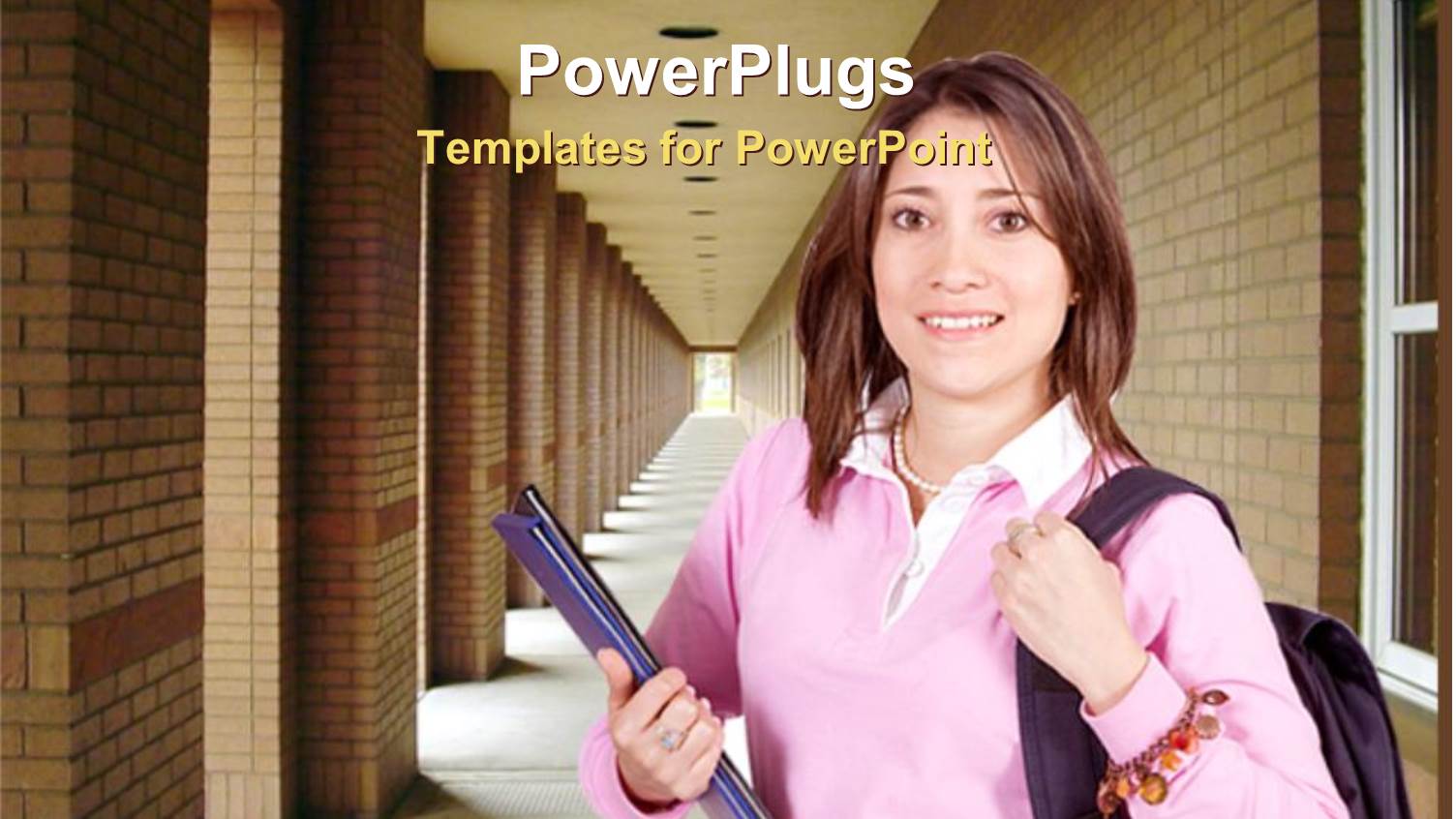 a Pretty Lady Wearing Pink Sweater Holding a School Bag