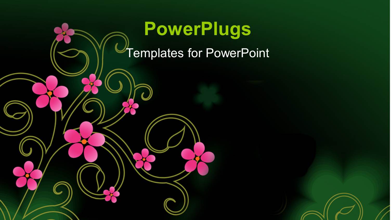 a Pretty Pink Floral Design on a Green Background