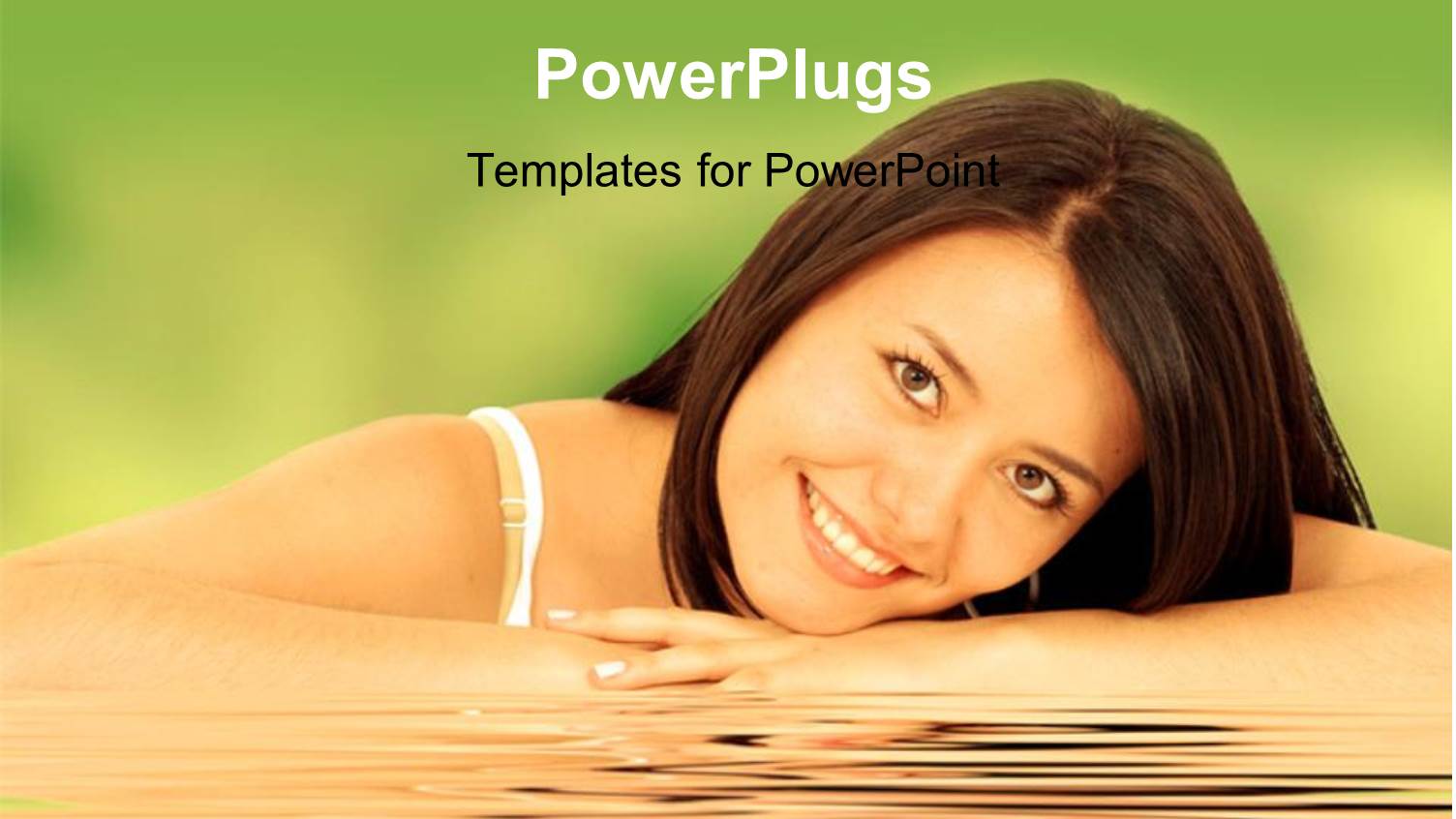 a Pretty Smiling Lady Lying on a Reflective Surface