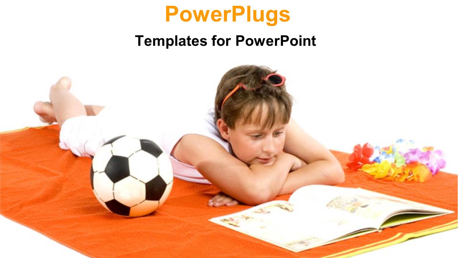 a Pretty Young Girl Lying on an Orange Mat with a Ball Beside her