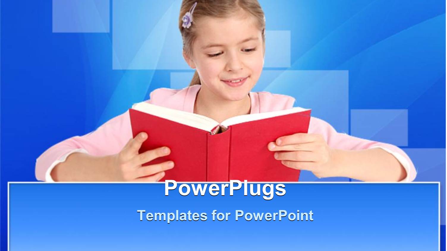 a Pretty Young Girl on Pink Reading a Red Book