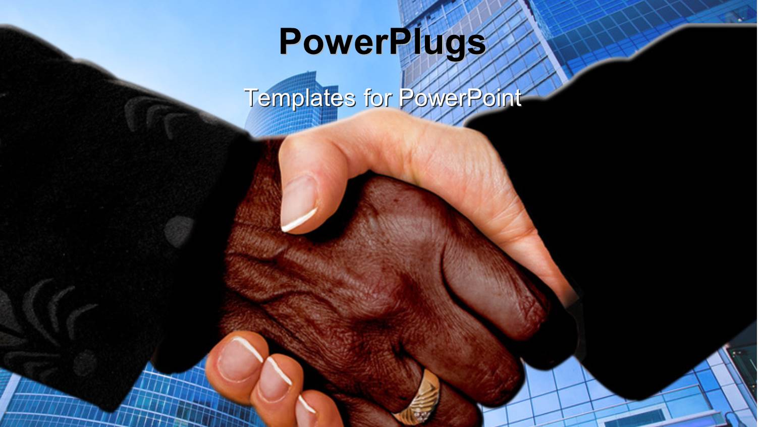 a Professional Handshake with Buildings in Background