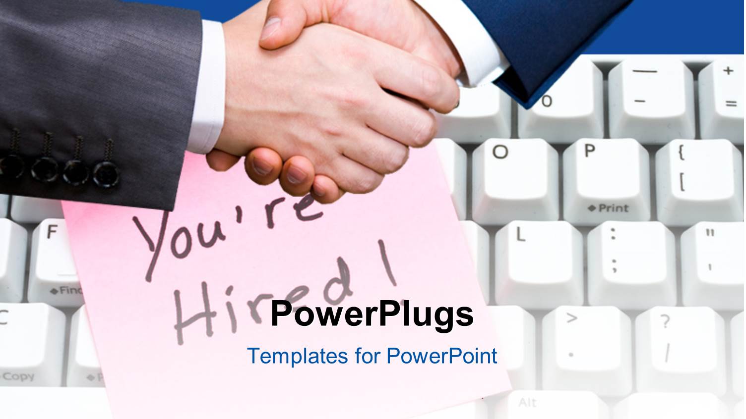 a Professional Handshake with a Keyboard in the Background