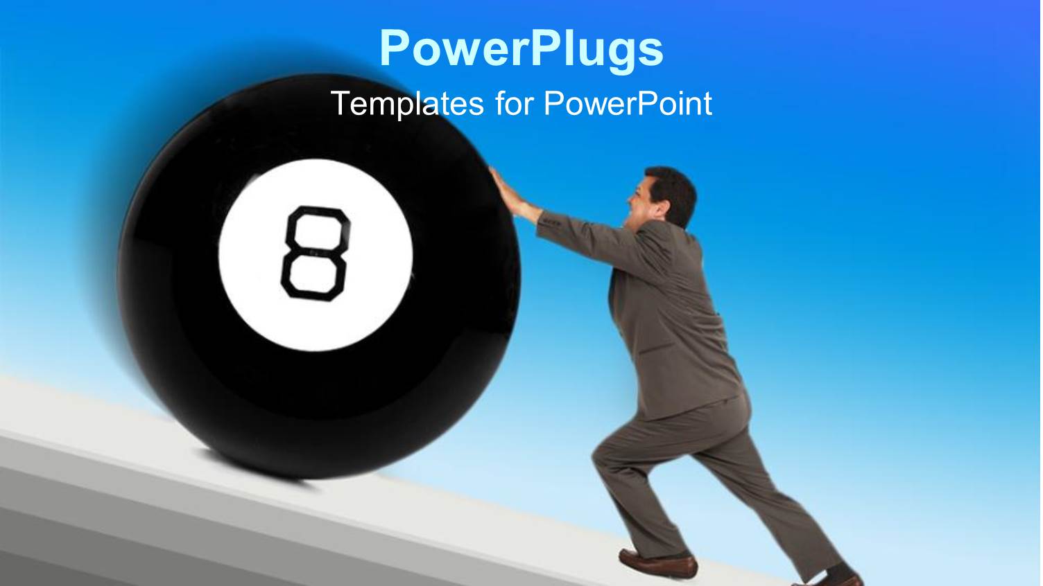 a Professional Holding the Eight Ball with Bluish Background