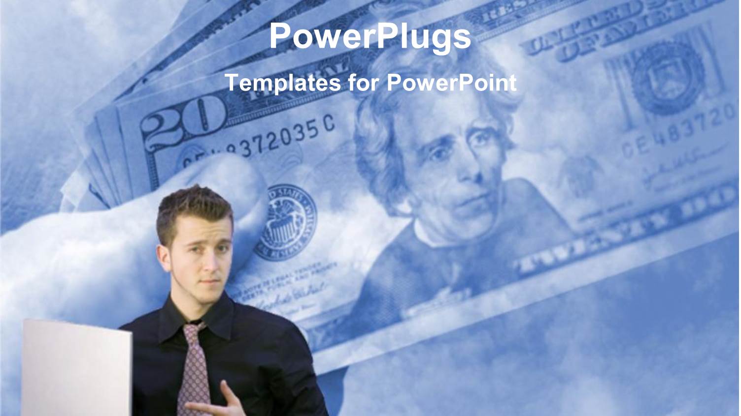 a Professional with a Laptop and Dollars in the Background