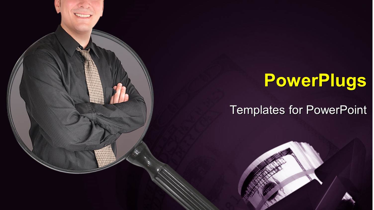 a Professional with a Magnifying Glass and Purple Background