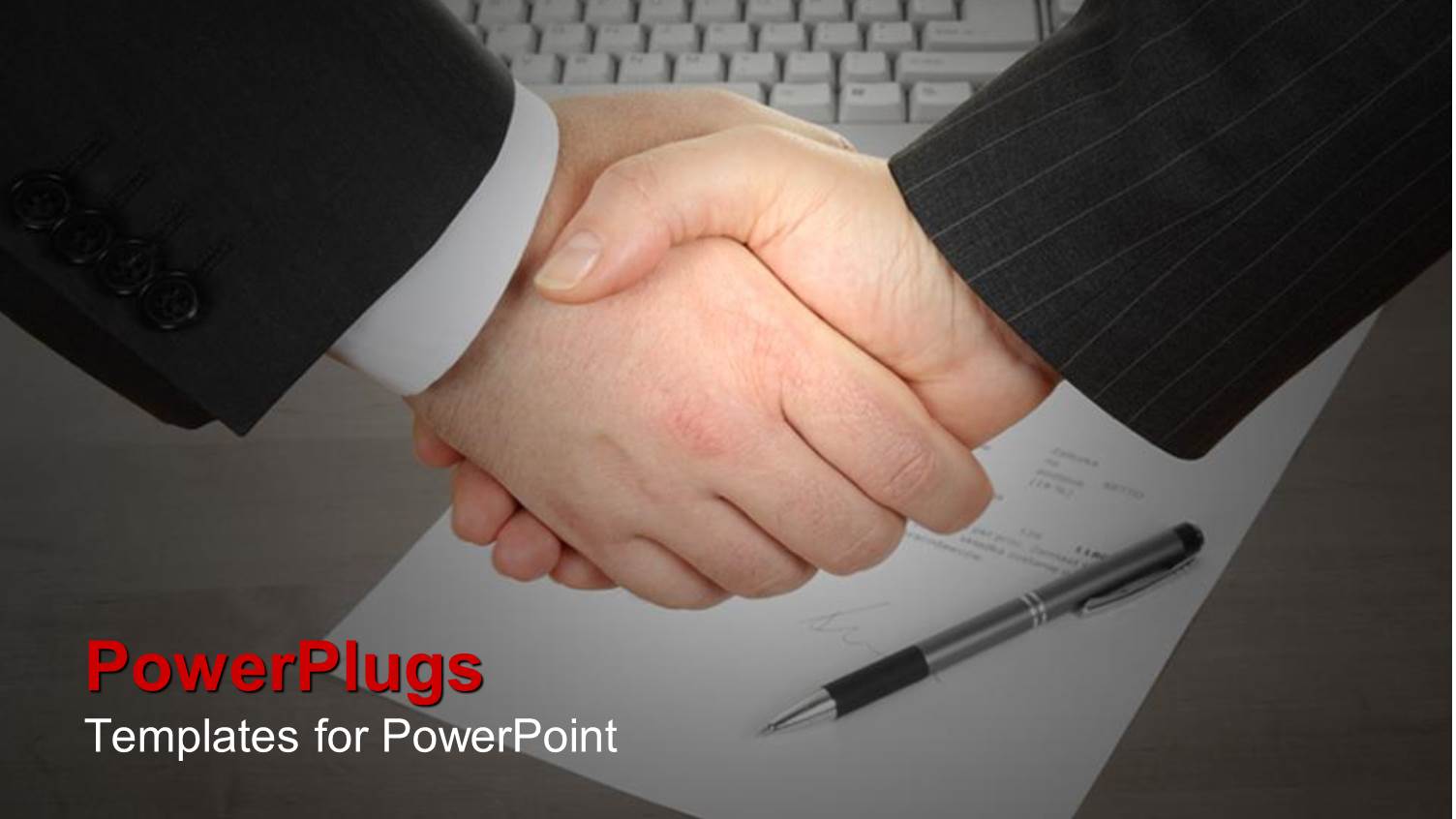 a Professional Shake Hand with a Keyboard in the Background