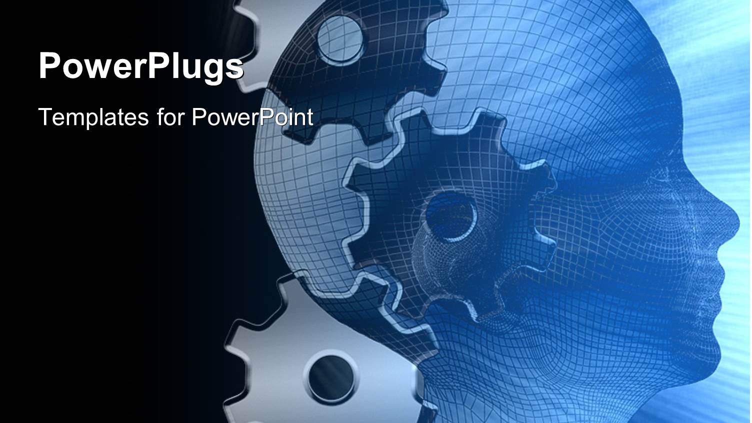 Profile of Human Head with Silver Metal Gears