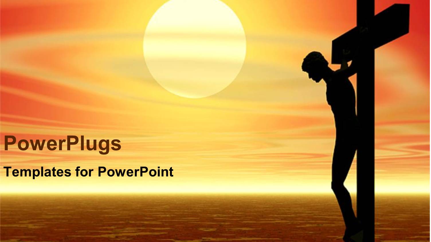 Profile Silhouette of Figure on Cross at Sunset