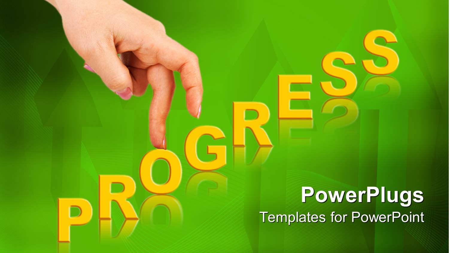 Progress Diagram Metaphor with Fingers, Green Up Arrow Background
