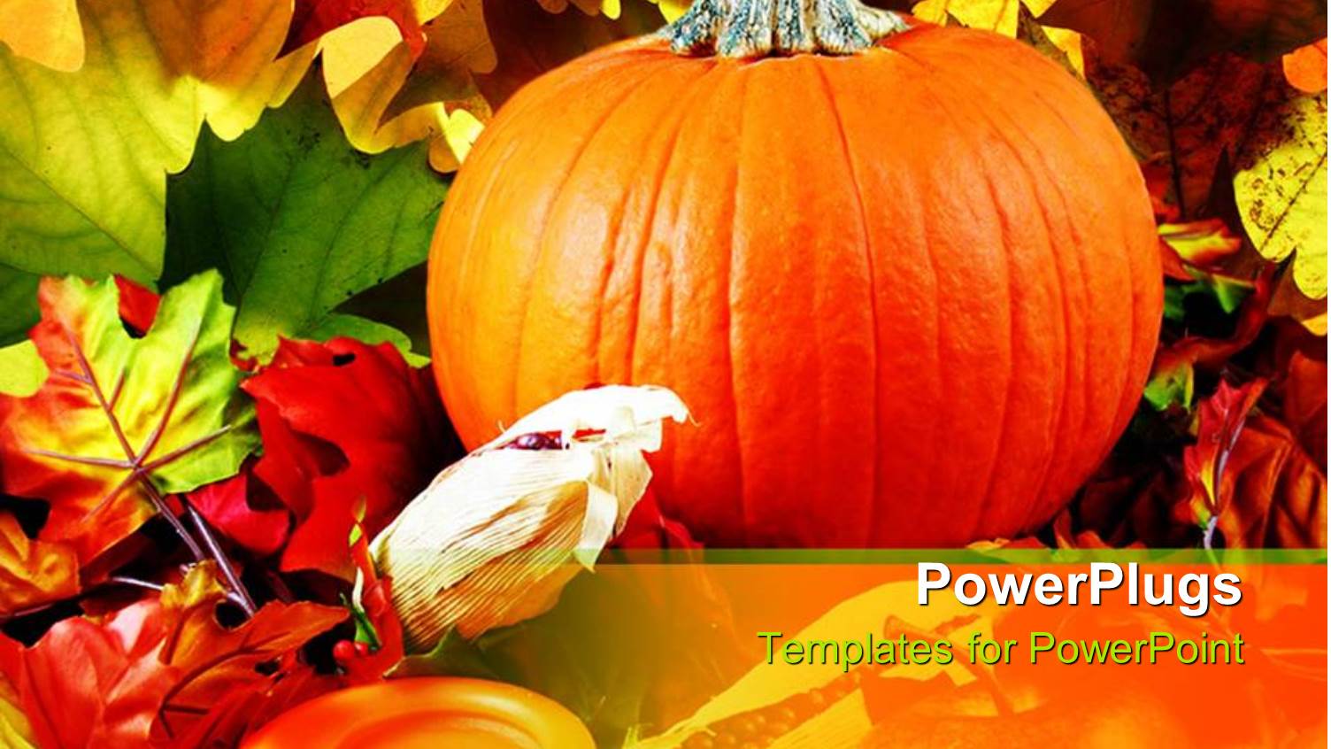 Pumpkin, Autumn Leaves, and Orange Votive Candle