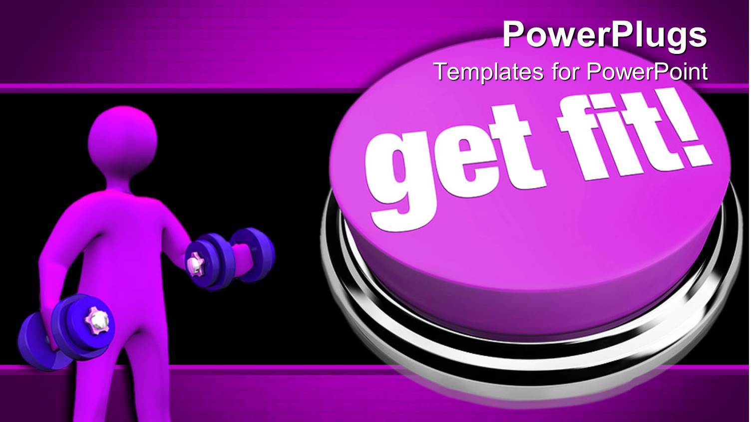 Purple get Fit Button with Purple Human Holding Dumbbell Weights, Exercise, Fitness