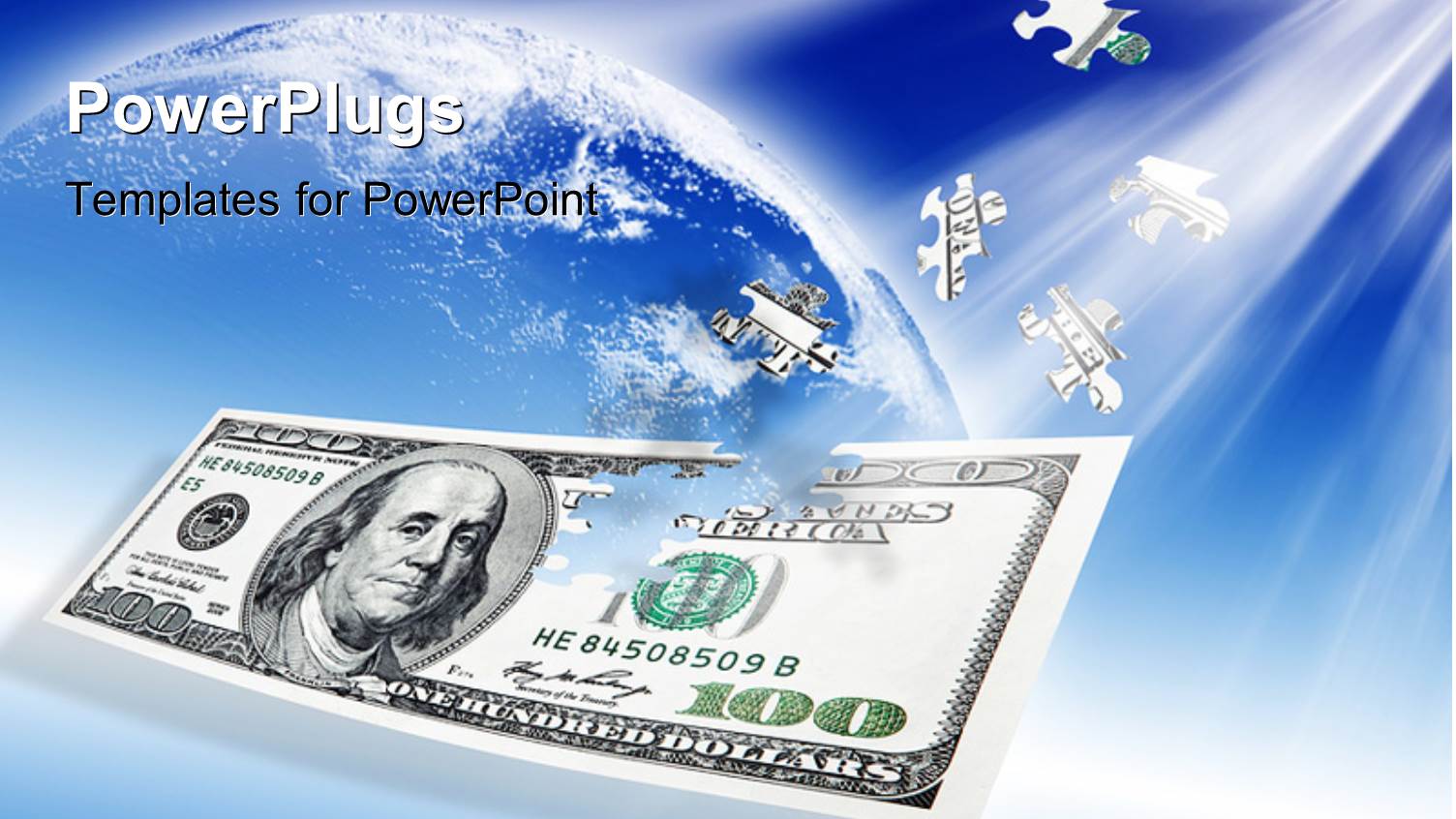 Puzzle 100 Dollar Banknote with Blue Earth