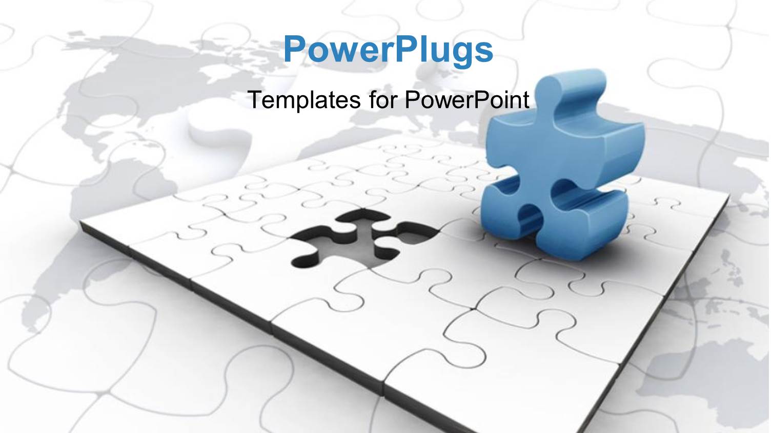 Puzzle Board with One Piece Standing Outside in Blue and World Map